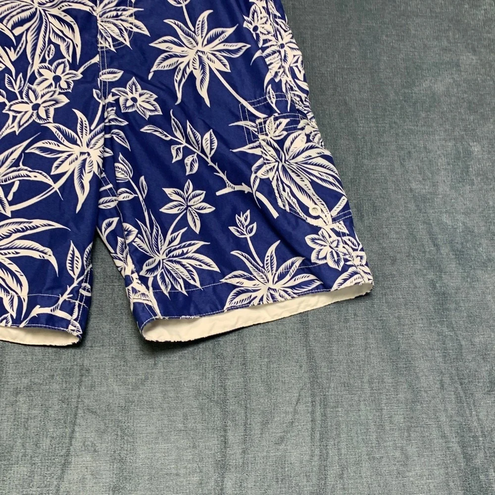 Polo Ralph Lauren Swim Trunks Shorts Mens M Blue Tropical Palm Print Mesh Lined